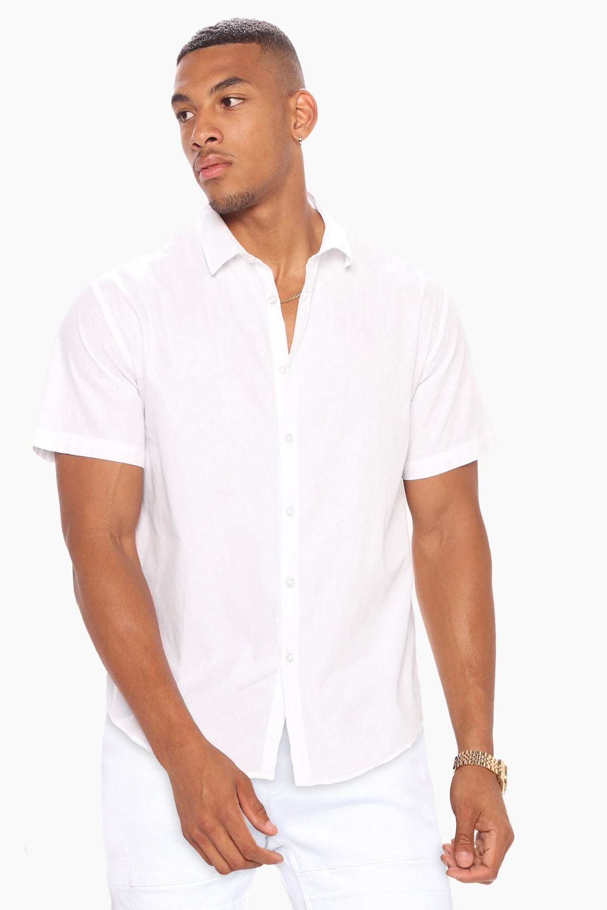 Ryland Short Sleeve Button Up Shirt - White