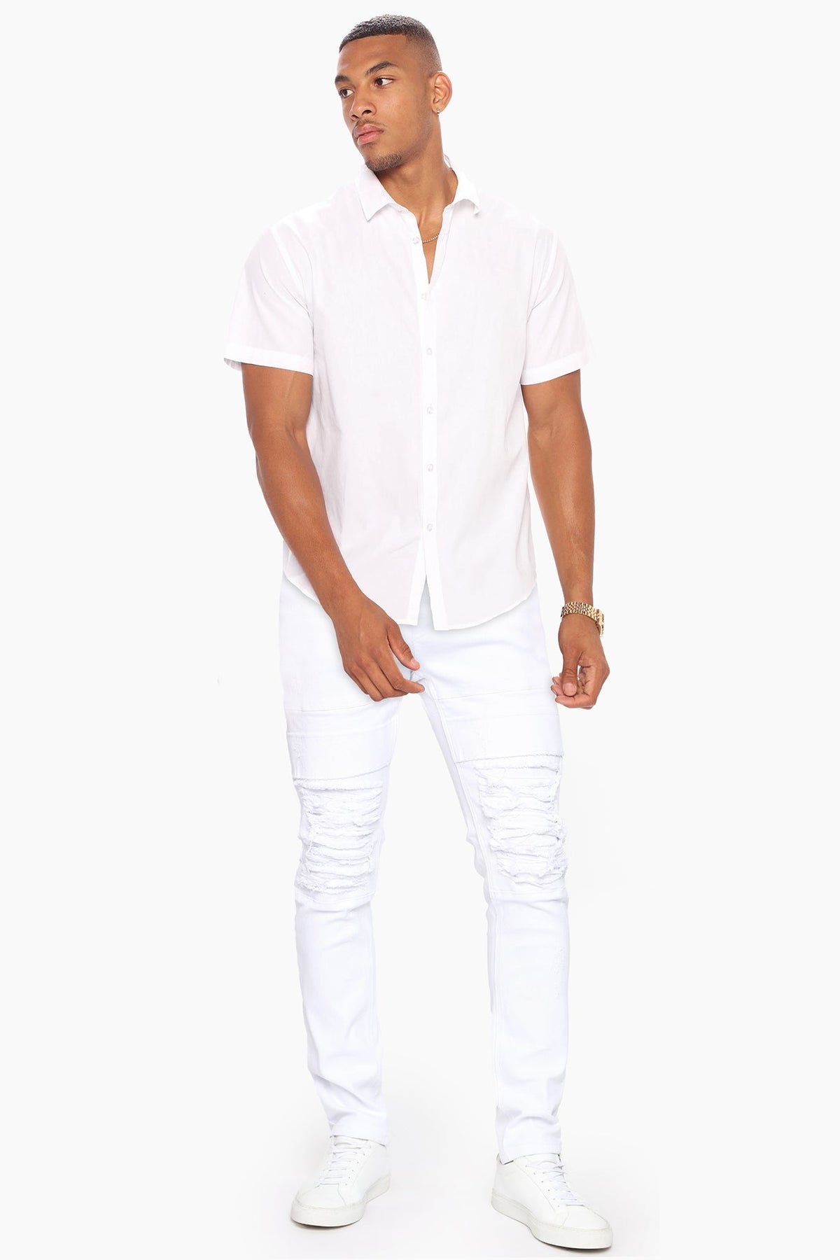 Ryland Short Sleeve Button Up Shirt - White
