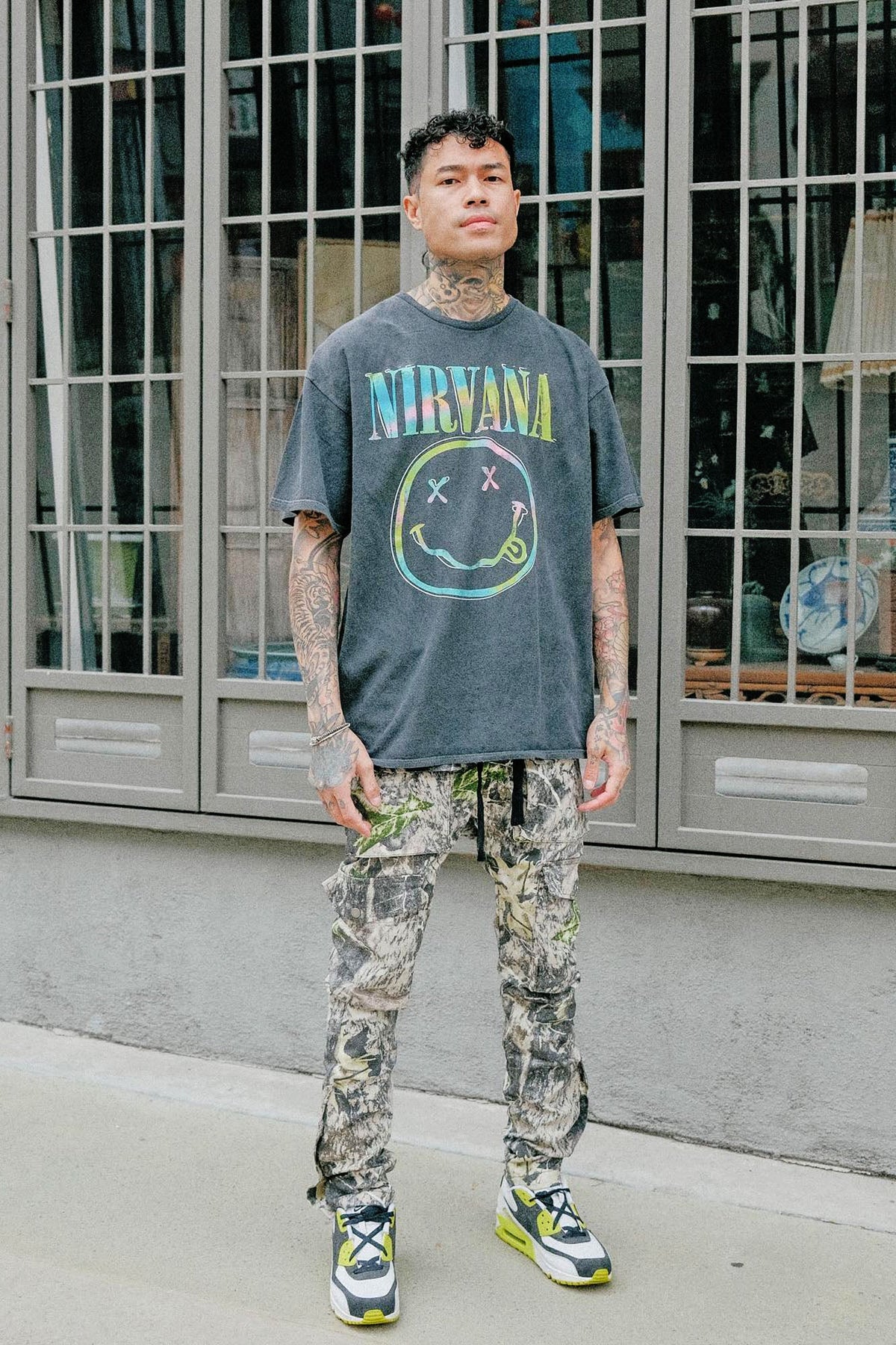 Worker Slim Cargo Pants - Green/combo
