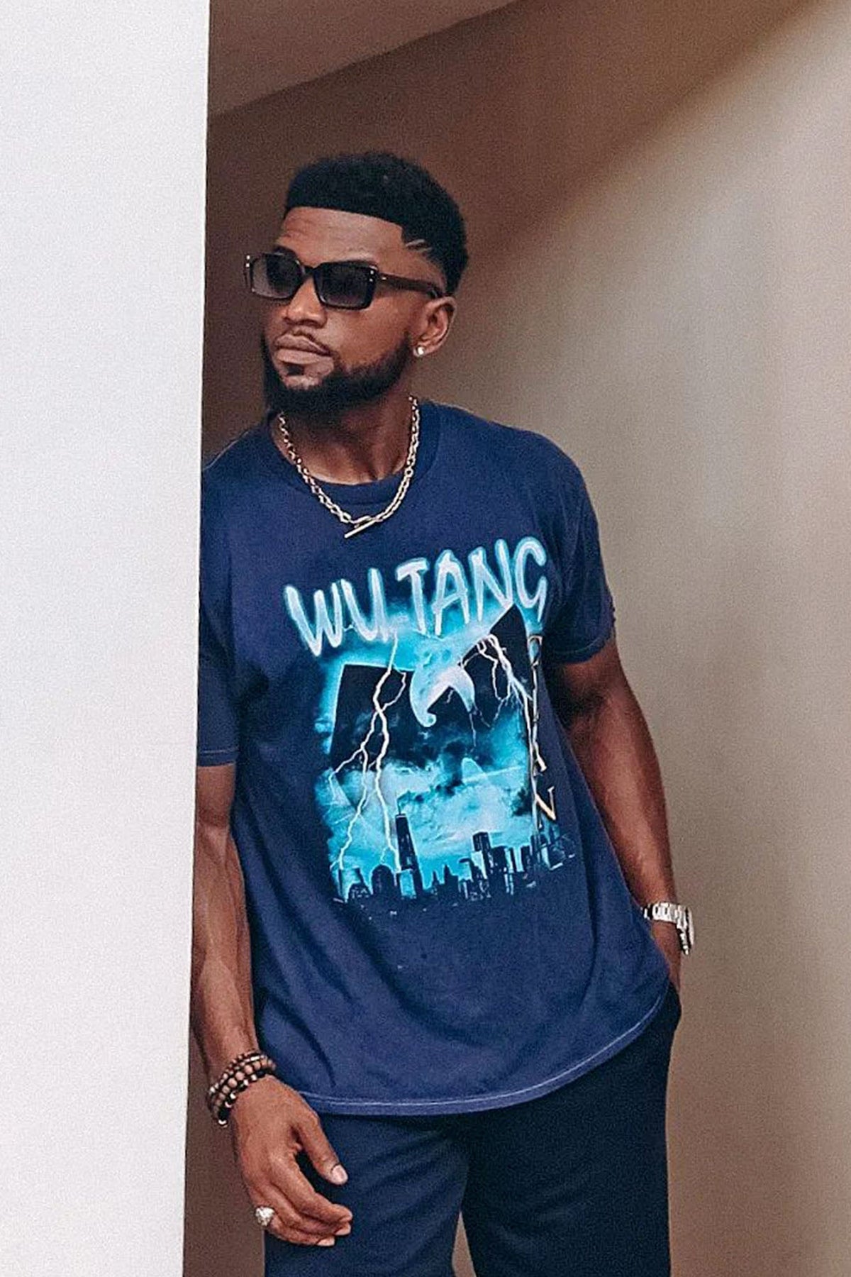Wu Tang Lightning Vintage Wash Short Sleeve Tee - Navy Wash